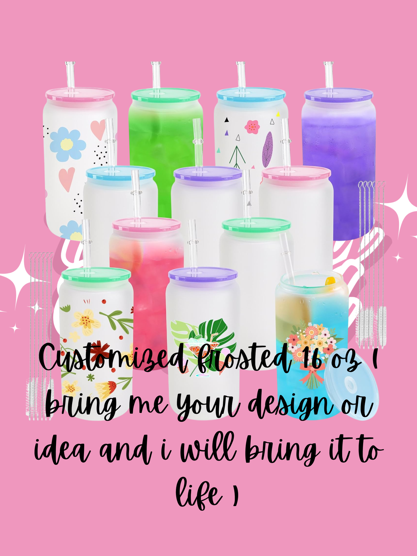 Customized 16 oz glass can cup ( bring your design or idea and i bring to life)