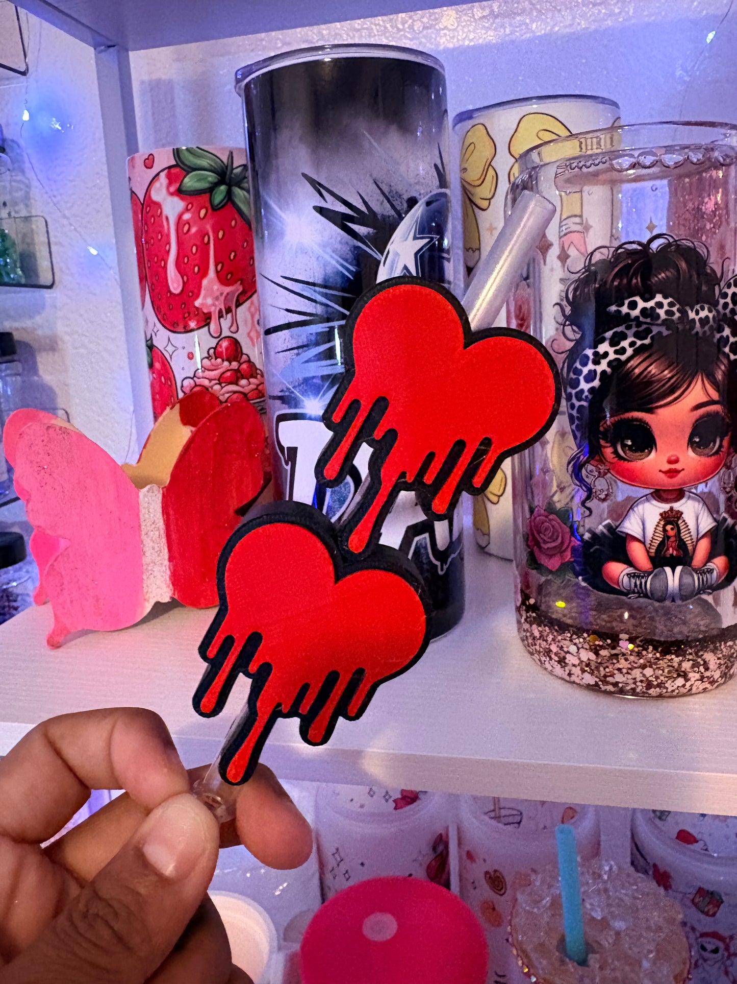 Drip Heart Straw Topper
