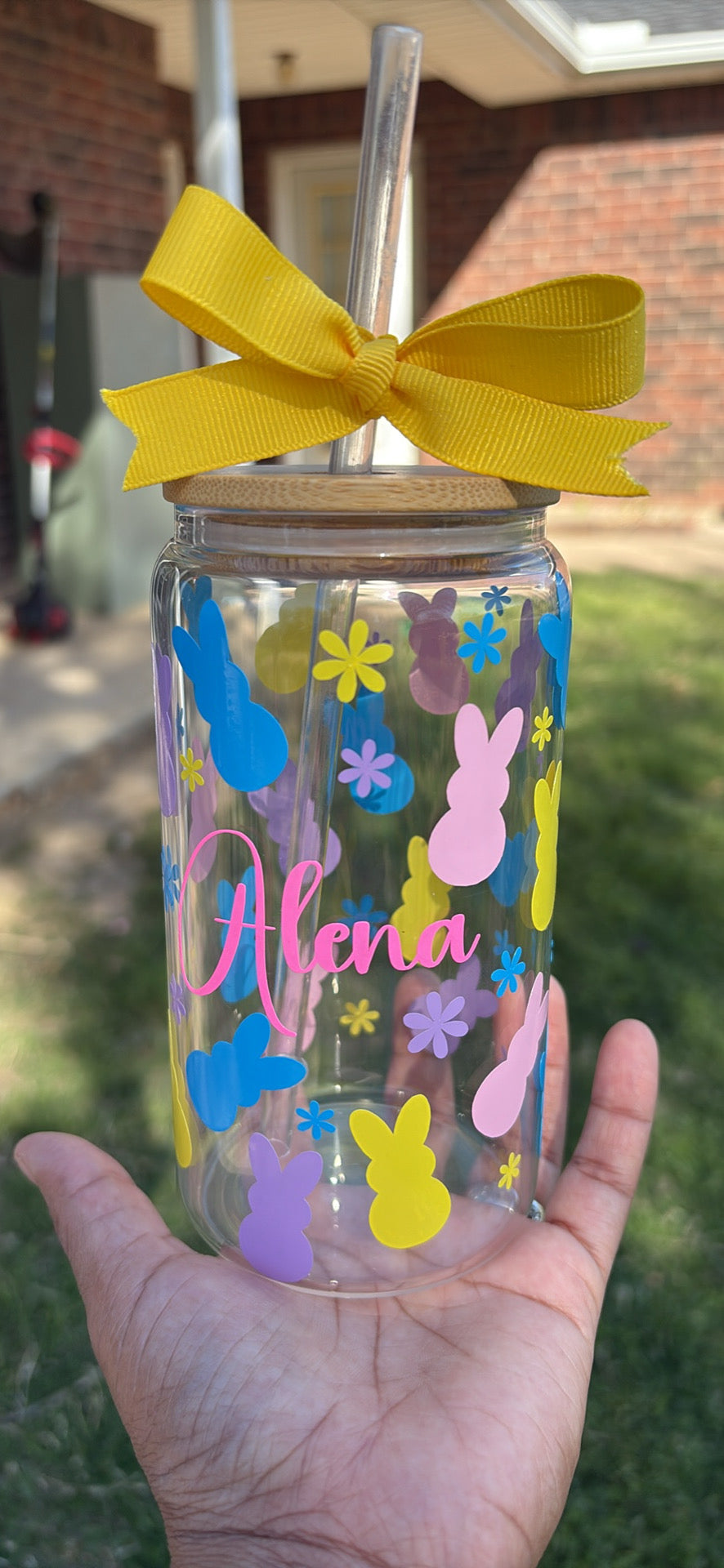 Easter glass cup customized