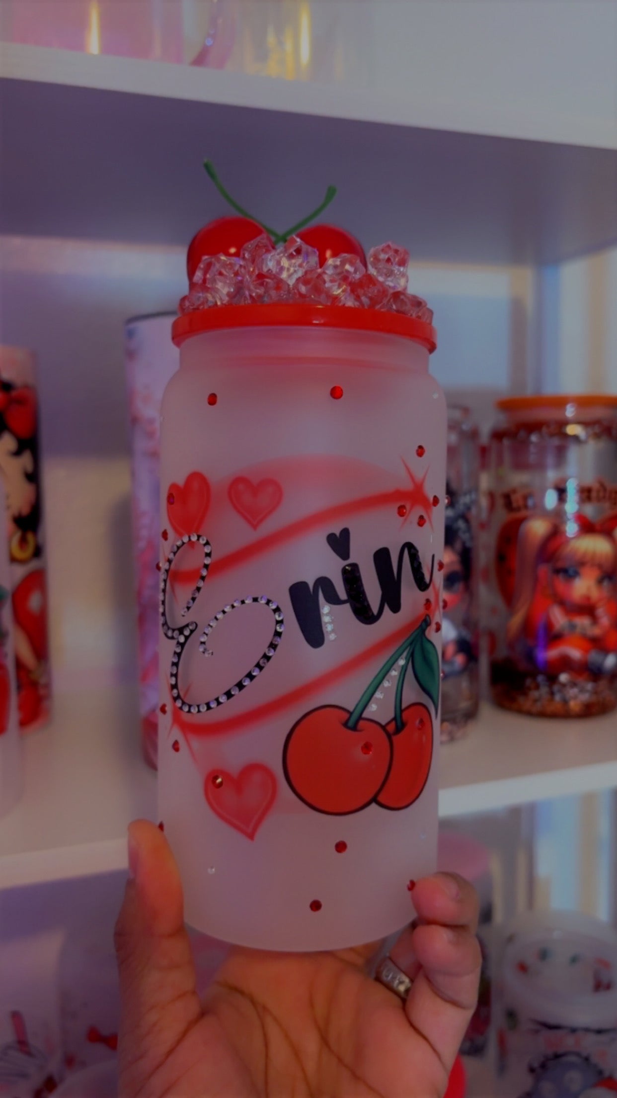 Customized cherry name airbrush cup
