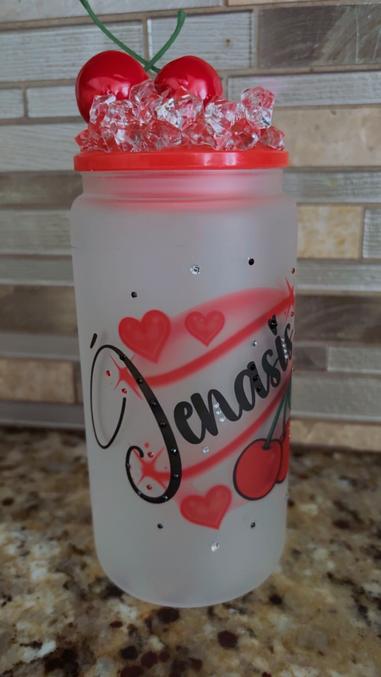 Customized cherry name airbrush cup
