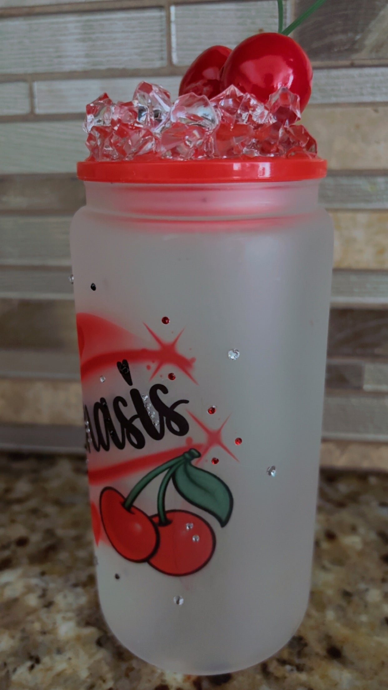 Customized cherry name airbrush cup