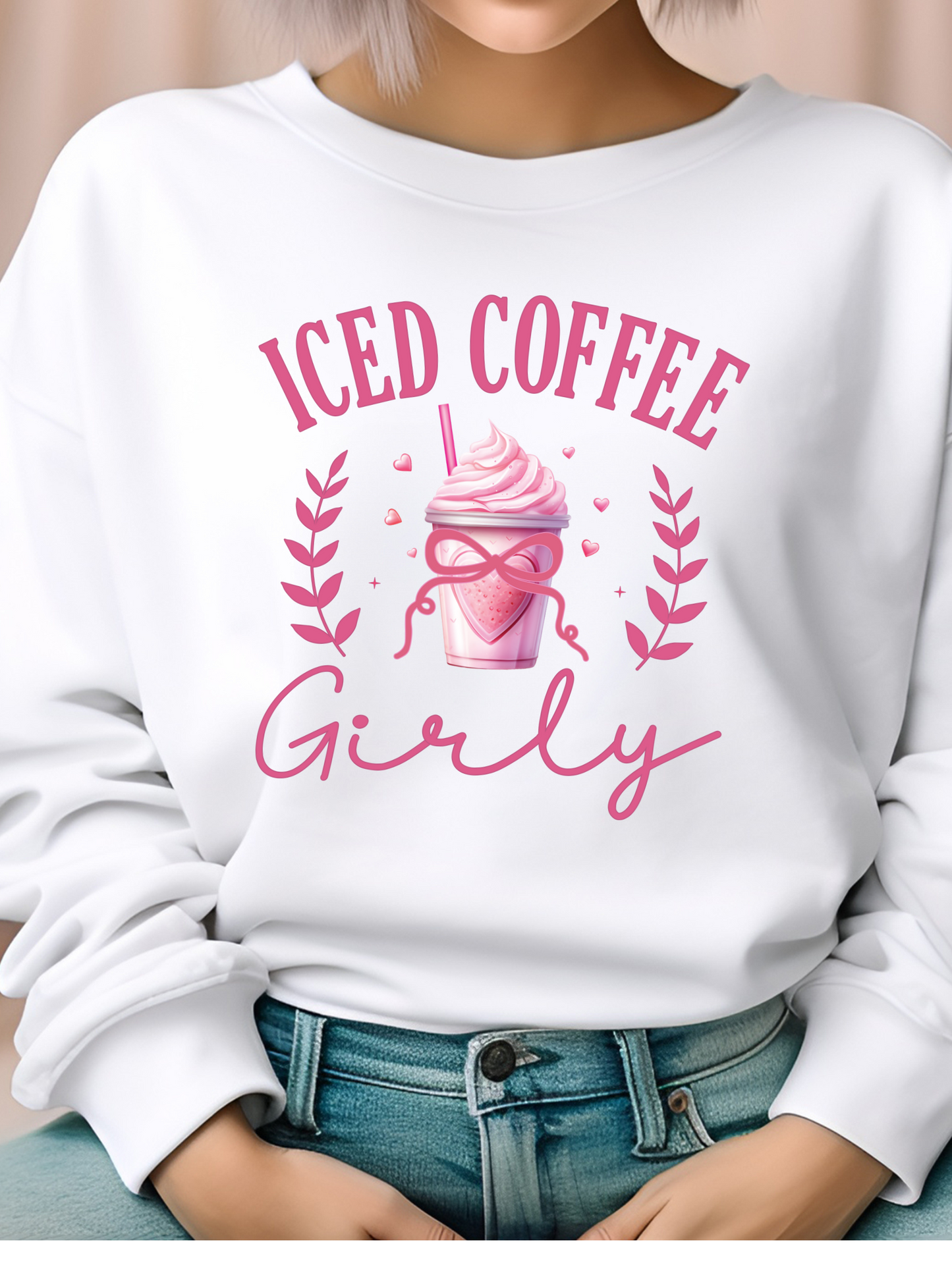 Iced Coffee Girly Tshirt/Crewneck