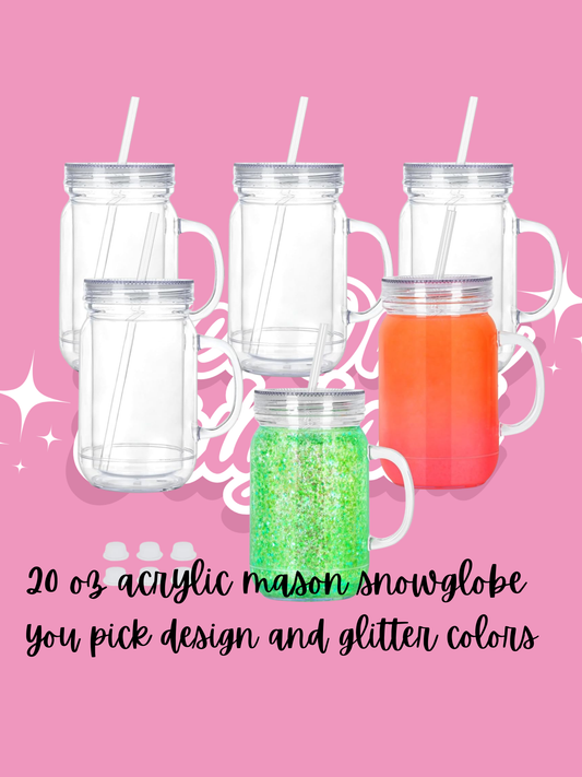 20 oz Mason Snowglobe