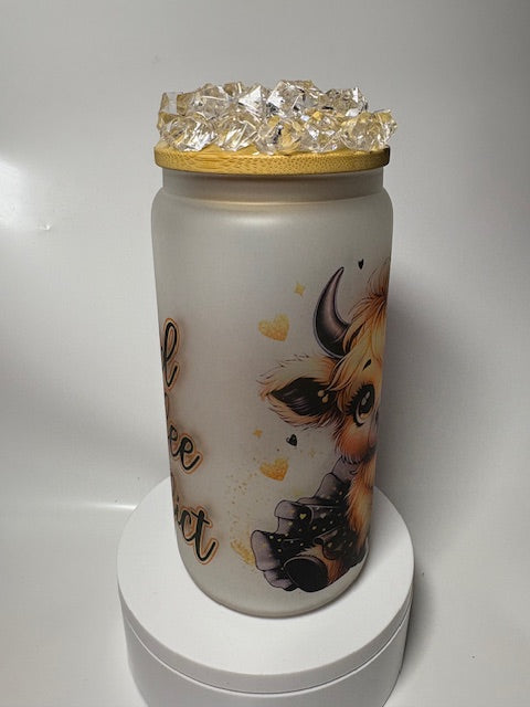 Ice coffee addict glass cup with ice topper