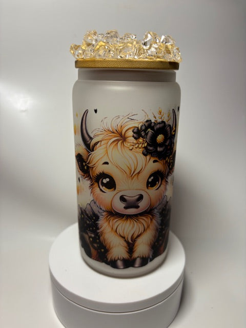 Ice coffee addict glass cup with ice topper