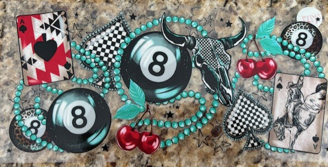 playing cards and 8 ball